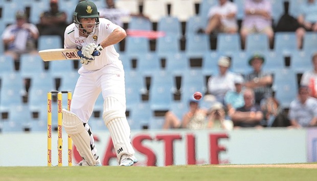 South Africa opening bat Stephen Cook plays a shot during his knock of 115 on the first day of the fourth Test against England, in Centurion yesterday. (AFP)