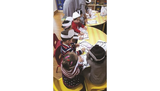 Children take part in an activity during Brain Awareness Week.