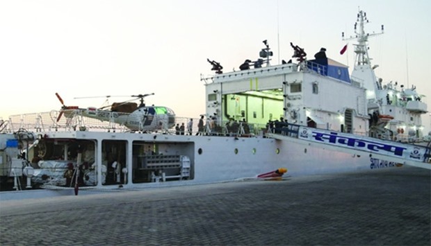 ICGS Sankalp docked at Doha Port.