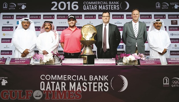 Defending Qatar Masters champion Branden Grace of South Africa (third from left) with other dignitaries and officials during the pre-event press conference at the Doha Golf Club yesterday. PICTURES: Jayaram