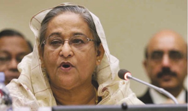 Bangladesh Prime Minister Sheikh Hasina speaking on the occasion of Police Week 2016 in Dhaka yesterday.