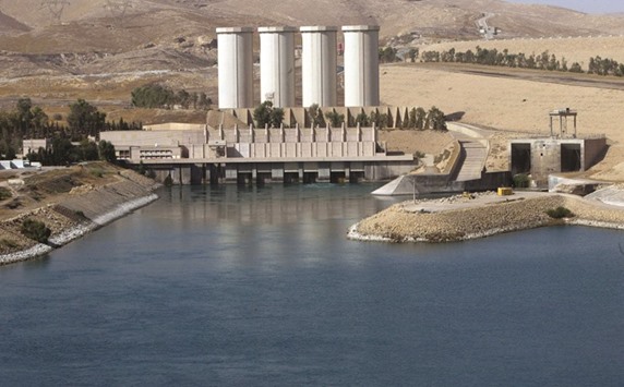 A view of the Mosul dam on the Tigris River.