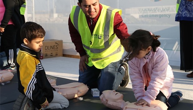 A child undergoes CPR training