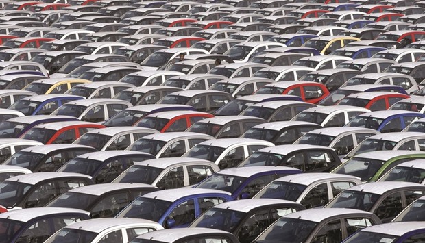 Parked Hyundai cars ready for shipment are seen at a port in Chennai, India. The auto giant and its affiliate Kia Motors expect their vehicle sales to rise 1.5% this year.
