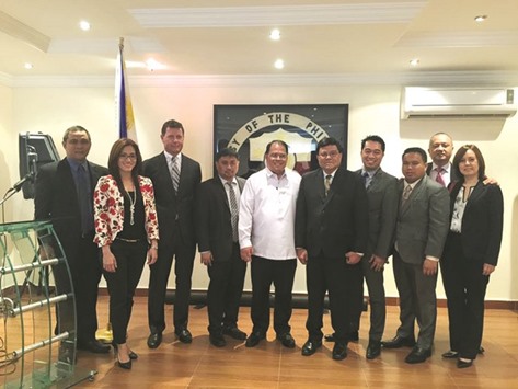Cebu City vice mayor Edgardo Labella and executives from R3 Industrial Solutions Enterprises and Doppelmayr during a recent courtesy call on Philippine ambassador Wilfredo Santos.