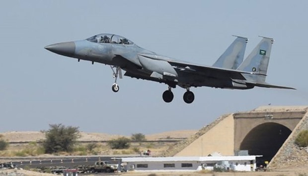 A Saudi warplane participating in airstrikes in Yemen. File picture