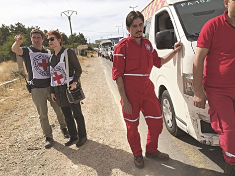 File photo of a Red Cross convoy on its way to the Syrian city of Madaya in October.