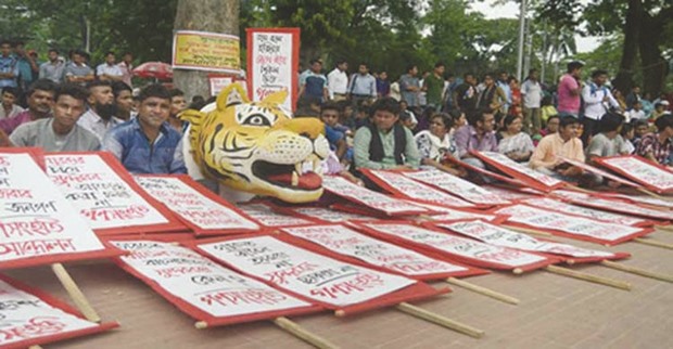 Protest against Rampal power plant to save Sundarbans.