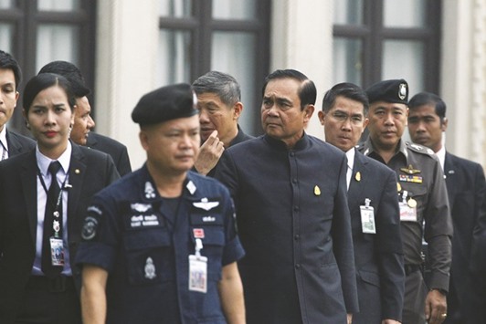 Thailandu2019s Prime Minister Prayuth Chan-ocha arrives at a weekly cabinet meeting at Government House in Bangkok.