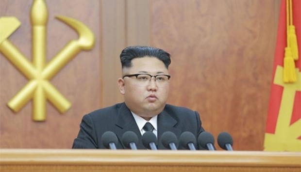 North Korean leader Kim Jong-Un at his New Year speech.