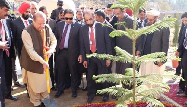 Pakistan's Prime Minister Nawaz Sharif attends a ceremony at Katas Raj temples on Wednesday.