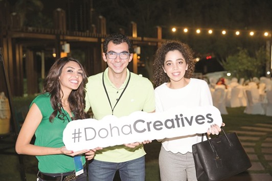 Nabil al-Nashar, centre, with his friends from DohaCreatives.