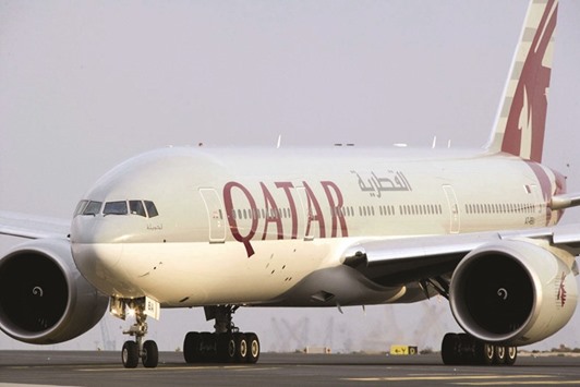 A long-range Boeing 777 operated by Qatar Airways. Middle East carriers led airlines from all the regions across the world with a 12.2% demand increase in passenger traffic for November 2016.