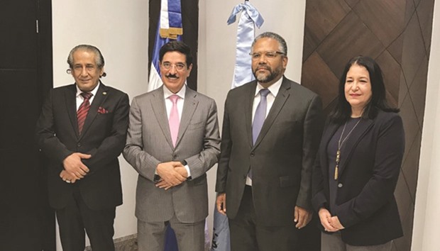 HE Dr Hamad bin Abdulaziz al-Kuwari along with senior ministers of the the Dominican Republic in Santo Domingo yesterday.