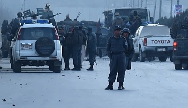 Afghan security personnels  at the site
