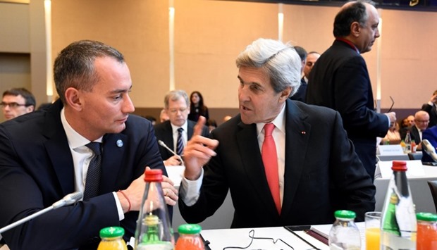 US Secretary of State John Kerry attends the Mideast peace conference in Paris