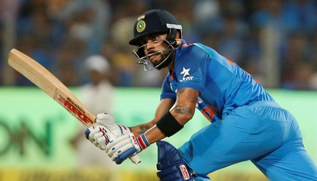 India's captain Virat Kohli plays a shot