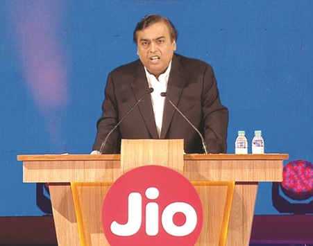 Mukesh Ambani at a press conference in Mumbai. Reliance Jio Infocomm plans to raise Rs300bn ($4.4bn) from a rights offer and will use the proceeds to enhance its network capacity, it said in an exchange filing on Saturday.