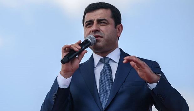 Selahattin Demirtas delivering a speech in Istanbul during a rally on the lawmakers' immunity. File photo taken on June 05, 2016.
