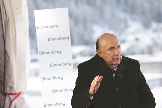 Brazilu2019s Finance Minister Henrique Meirelles gestures while speaking during a Bloomberg Television interview at the World Economic Forum (WEF) in Davos. Brazilu2019s growth for 2017 will be u201ca low number because of the very deep recession and the statistical carry over that brings the number down,u201d Meirelles said.