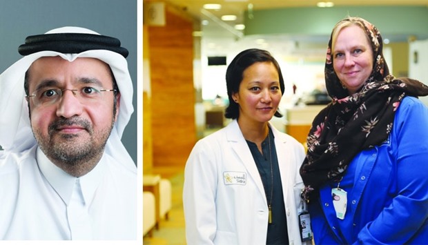 Dr. Khalid Mohamed al-Ansari (L),  SCAP team members Heather and Tawney (R)