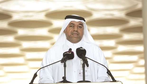 Khalifa al-Obaidli speaking at a press conference yesterday.