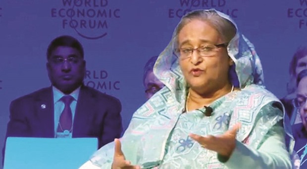 Bangladesh Prime Minister Sheikh Hasina speaking at the World Economic Forum (WEF) at Davos in Switzerland.