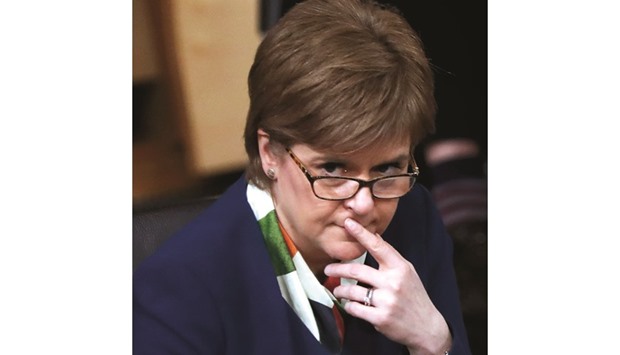 Scotlandu2019s First Minister Nicola Sturgeon attends the Brexit debate in the Scottish Parliament in Edinburgh.