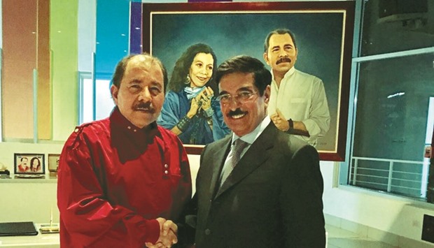 HE Hamad bin Abdulaziz al-Kuwari, with Nicaraguan President Daniel Ortega in Managua.