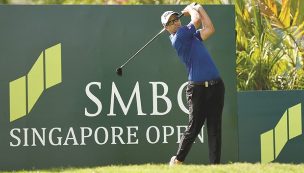Adam Scott of Australia in action during the Prou2013Am event ahead of the Singapore Open starting today.