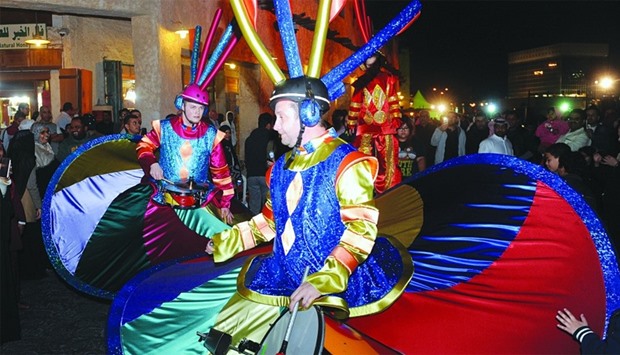 Roving performers at the 15-day Souq Waqif Spring Festival, which opened in Doha. PICTURE: Shemeer Rasheed.