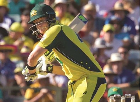 Australiau2019s Steve Smith bats during the third one-day international match against Pakistan at the WACA in Perth yesterday. (AFP)