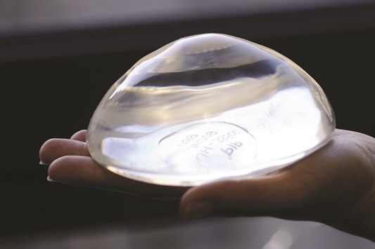 This file photo taken on January 3, 2012 in Marseille, southeastern France, shows a breast implant produced by Poly Implant Prothese company (PIP).