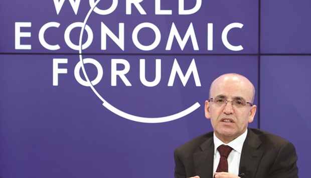 Mehmet Simsek, Deputy Prime Minister of Turkey, attends the World Economic Forum (WEF) annual meeting in Davos on Friday.