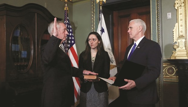 Vice-President Pence swears in Mattis as Secretary of Defence.