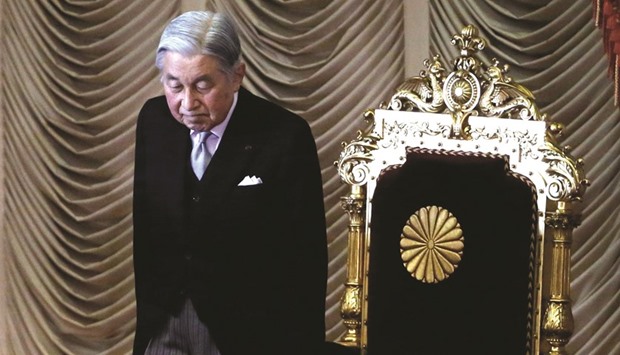 Japanu2019s Emperor Akihito makes appearance last week to open the ordinary session of parliament in Tokyo.