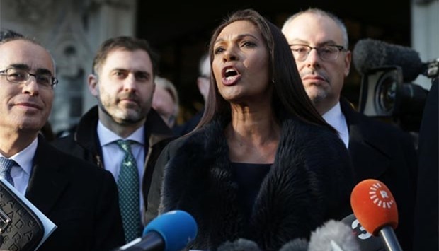 Gina Miller, co-founder of investment fund SCM Private, makes a statement following the judgement on Brexit negotiations, in central London on Tuesday.