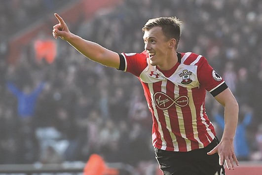 File picture of Southamptonu2019s James Ward-Prowse celebrating after scoring against Leicester City during their EPL match.