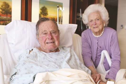 Former president George H W Bush and his wife Barbara Bush at the Houston Methodist Hospital in a January 23 handout photo released to the press yesterday.