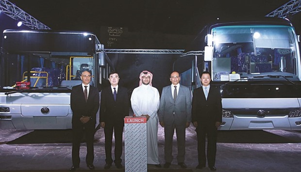 Mohamed Jaidah with dignitaries during the launch of Yutong buses recently.