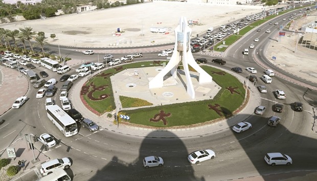 The MME Gardens Section at Doha Municipality has beautified the sports roundabout with ornamental plants and flowers.