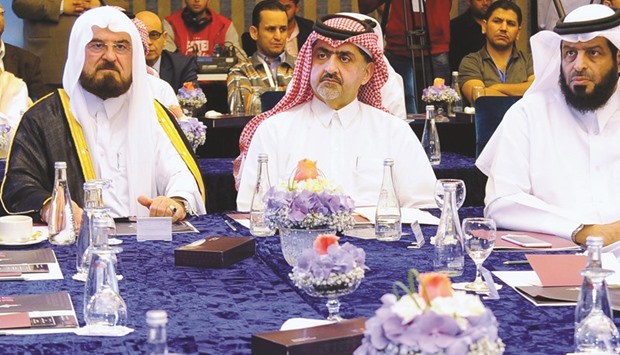 Hadara board of trustees chairman Salman Abdulla Abdul Ghani (centre) with prominent guests at the event. PICTURE: Ram Chand