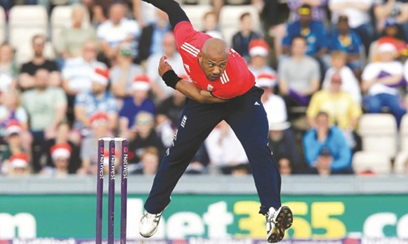 Englandu2019s pace bowler Tymal Mills is expected to take the new white ball in the first of three T20 internationals against India.(AFP)