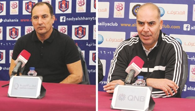 Al Shahania coach Igor Stimac.   RIGHT: Al Sailiya manager Sami Trabelsi.