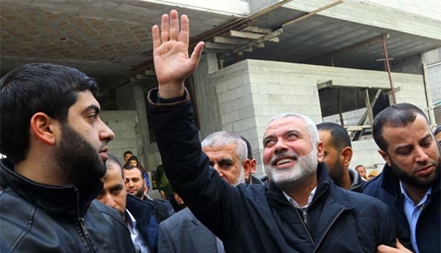 Hamas leader Ismail Haniya is greeted by supporters upon his return to Gaza City on Friday.