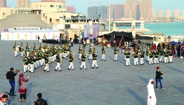 The Pakistani Military band performing on the concluding day of the Katara Winter Festival.