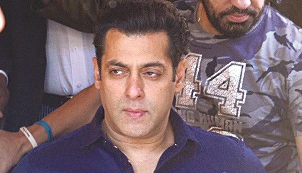 Actor Salman Khan arrives at the Jodhpur court yesterday.