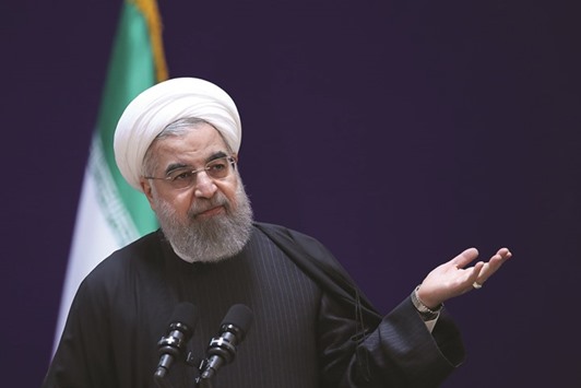 Iranian President Hassan Rouhani speaks at a conference in Tehran yesterday.