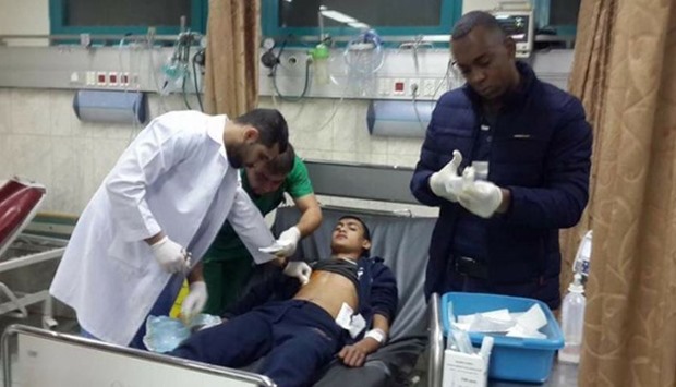 One of the injured Palestinians getting treated at a hospital.