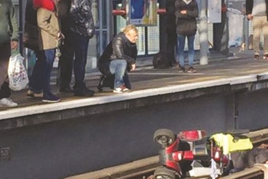 A man fell from the platform in his mobility scooter at Coldharbour station on Saturday.